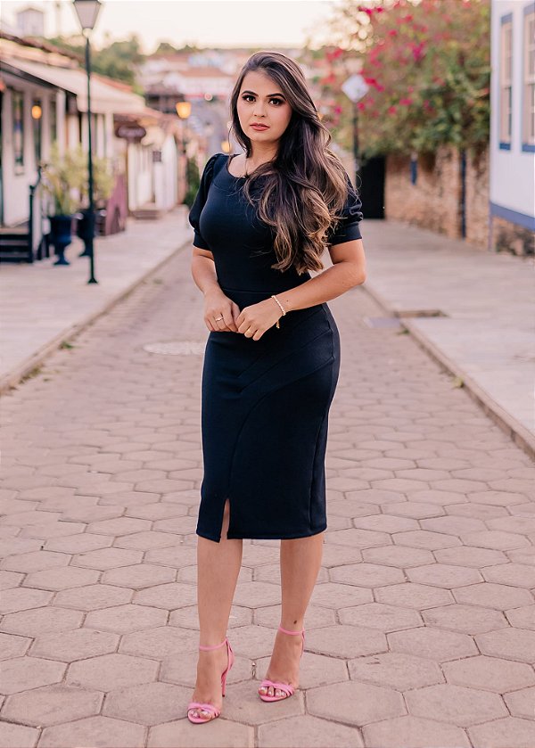 vestido tubinho preto