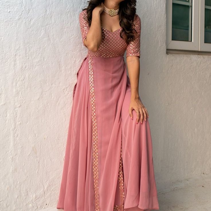 pink long  dress