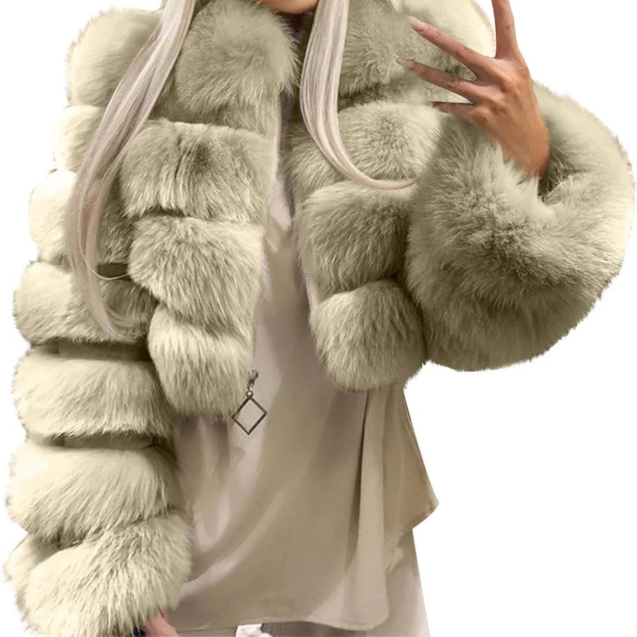 	
faux fur coat women