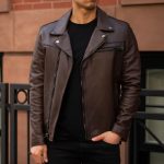 brown leather jacket