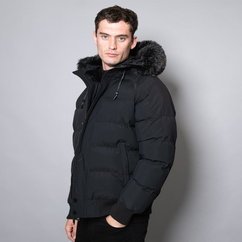 black puffer jacket