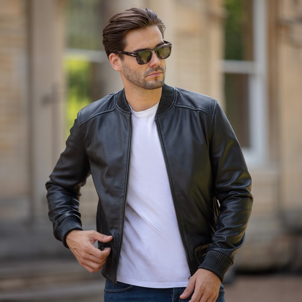 leather bomber jacket