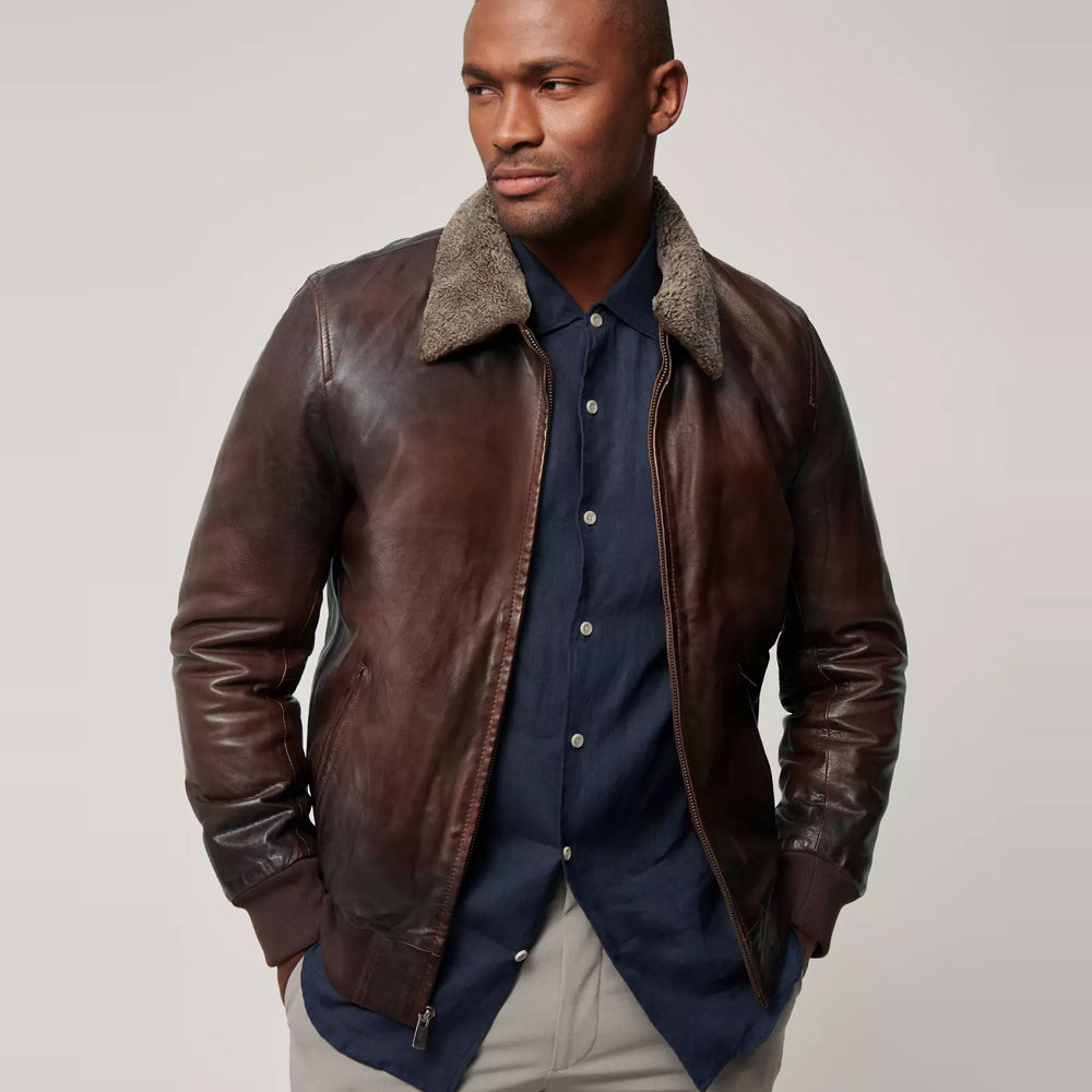 leather bomber jacket