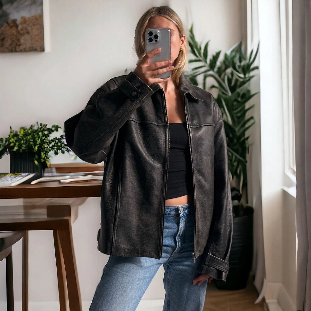 oversized leather jacket