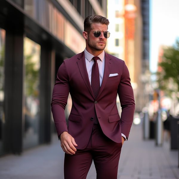 burgundy suit