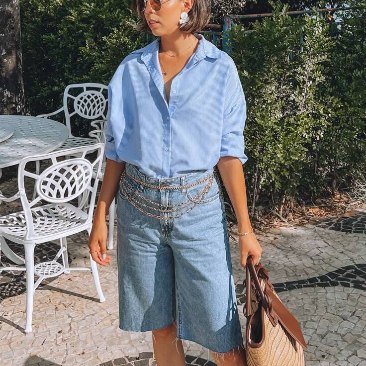 long jean shorts
