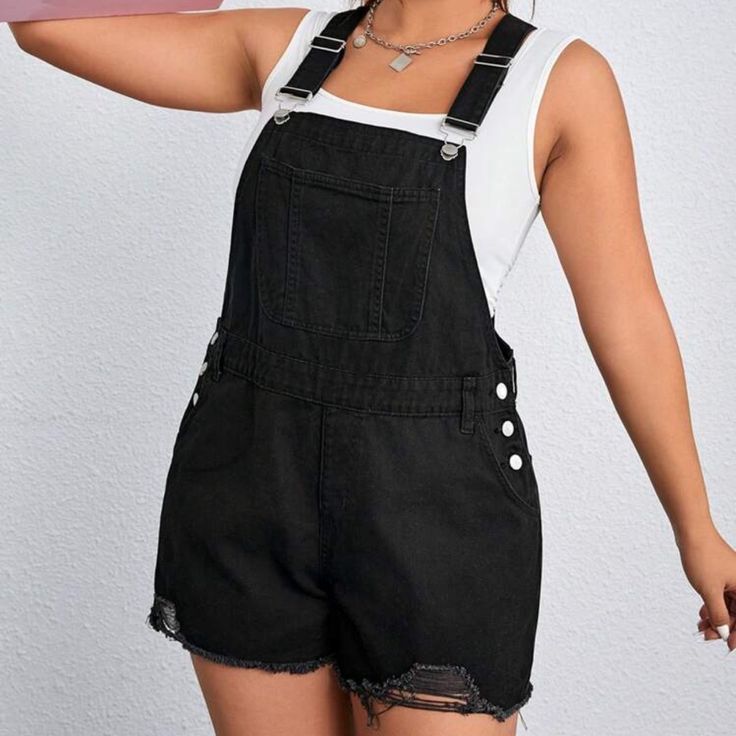 Black Denim Overalls