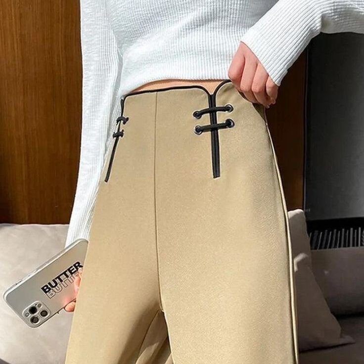 Khaki high waist pants