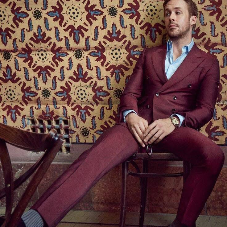 Burgundy tailored suit