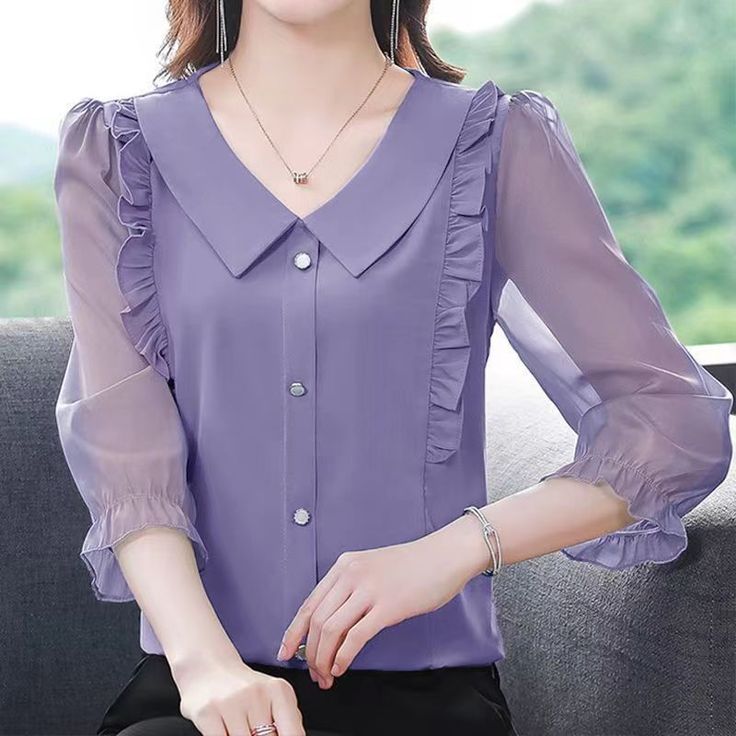 Women Loose Button Blouse