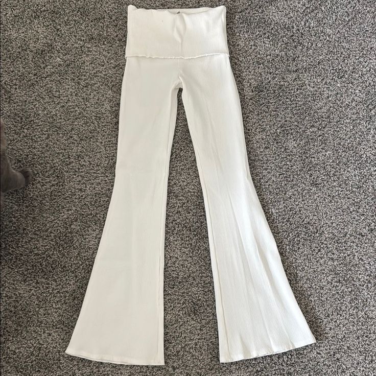 White flared pants