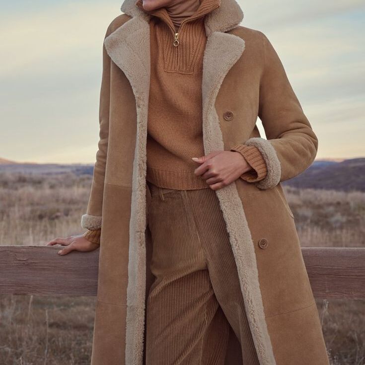 Khaki fur coat