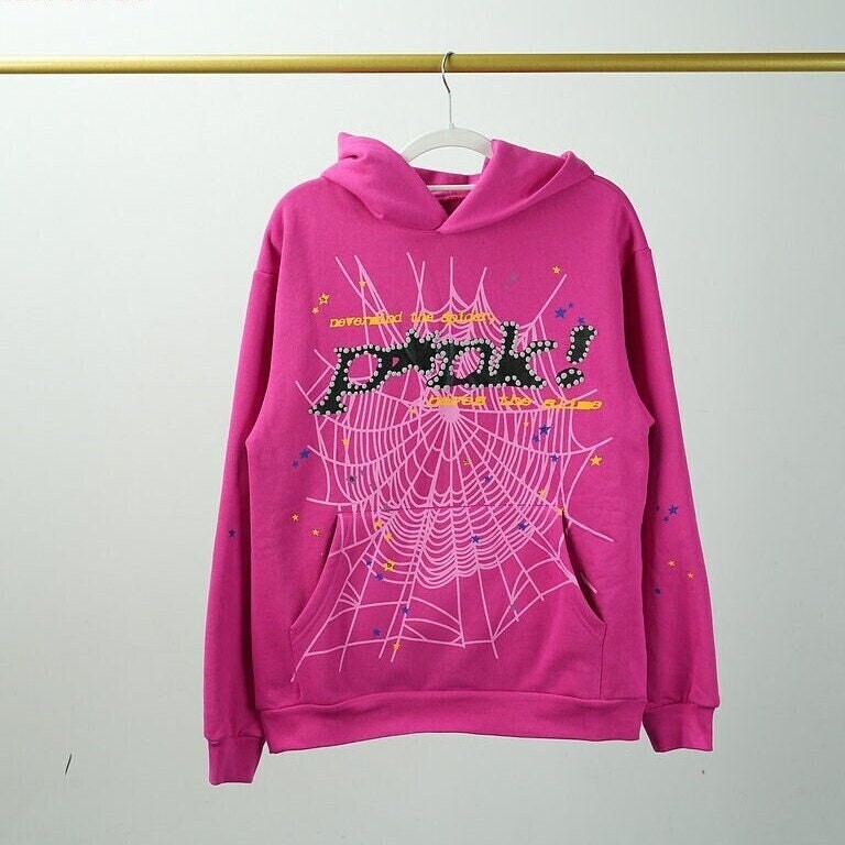 spider hoodie pink