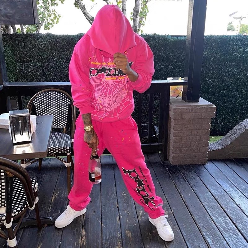 spider hoodie pink