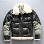 men's leather down jacket