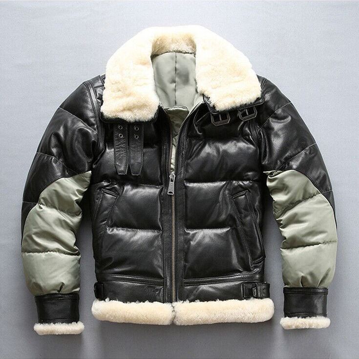men's leather down jacket