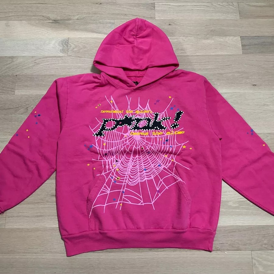 spider hoodie pink