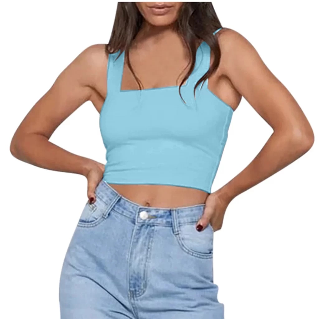 light blue tank top