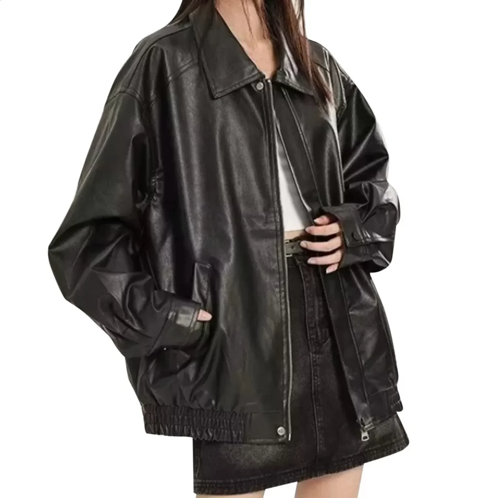 oversized leather jacket