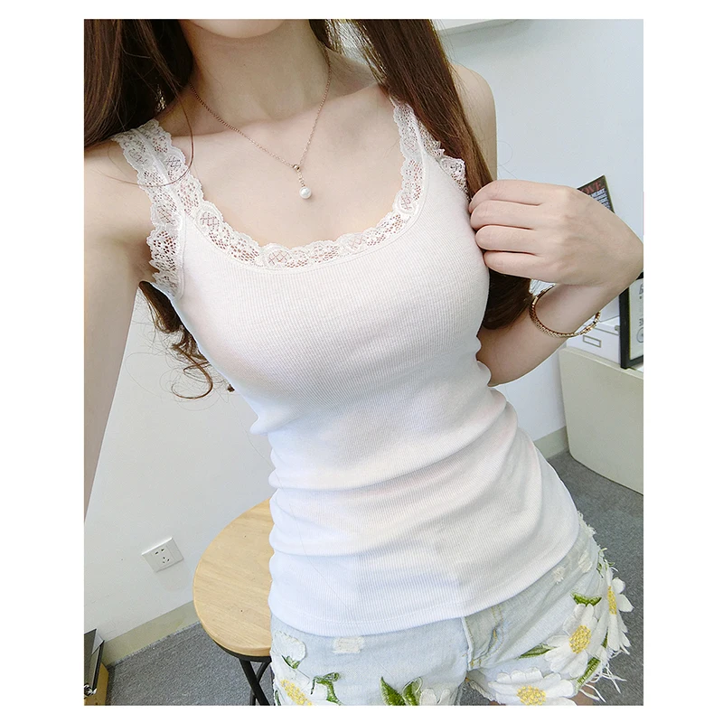lace trim tank top
