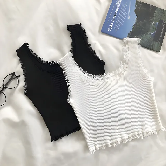 lace trim tank top