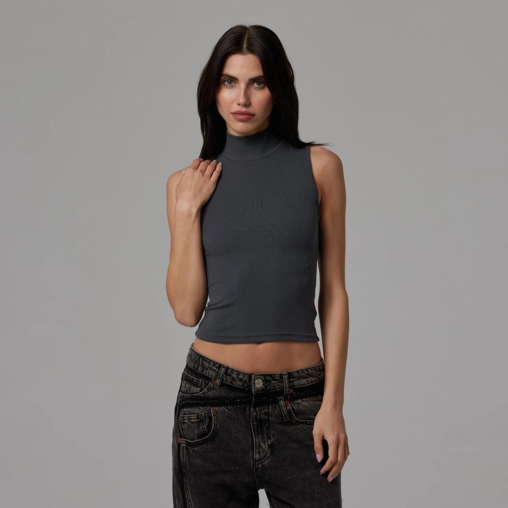 mock neck tank top