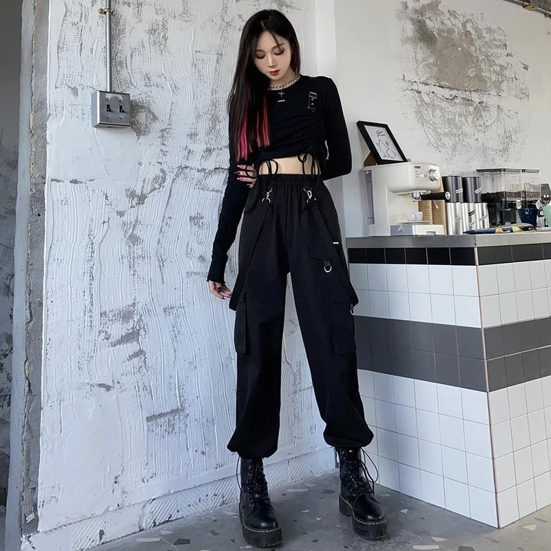 womens black cargo pants
