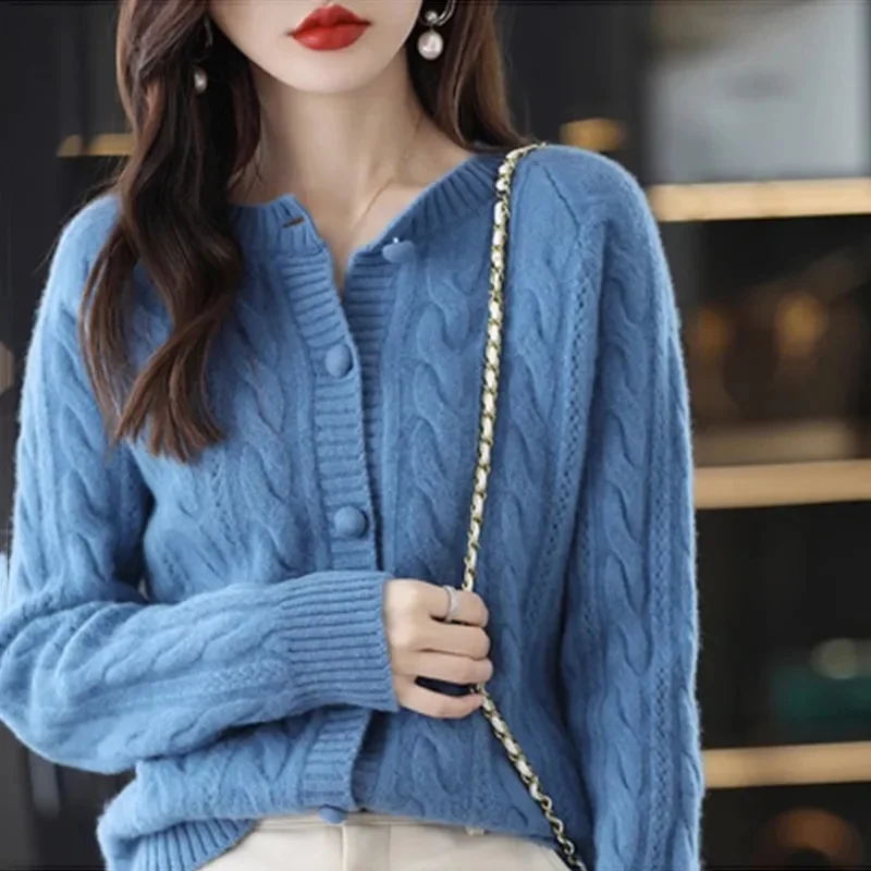 blue cardigan sweater