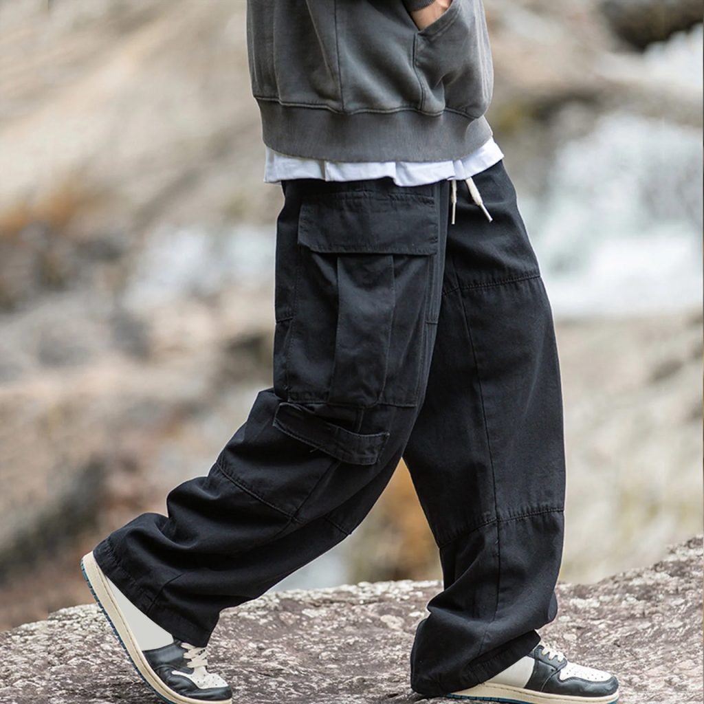 black baggy cargo pants