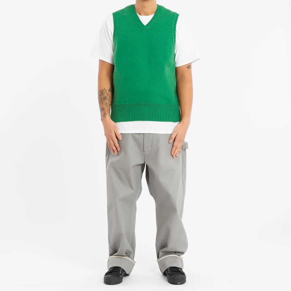 green sweater vest