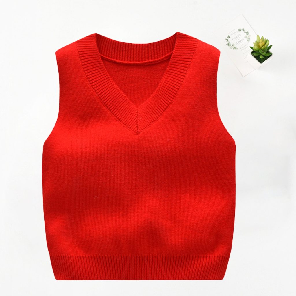red sweater vest