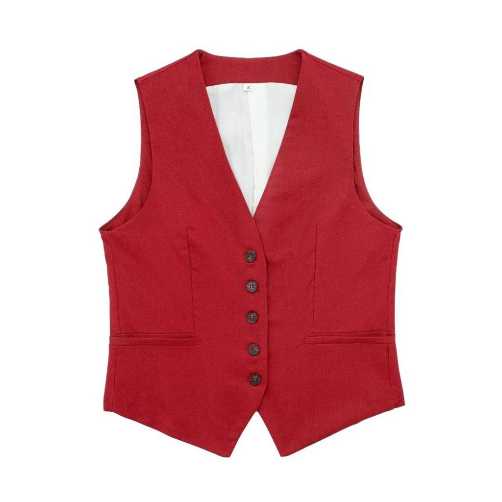 red sweater vest