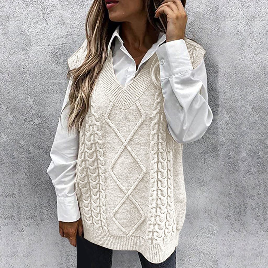 white sweater vest
