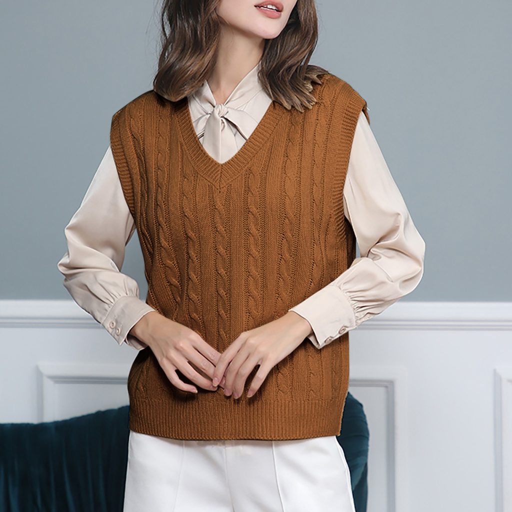 brown sweater vest