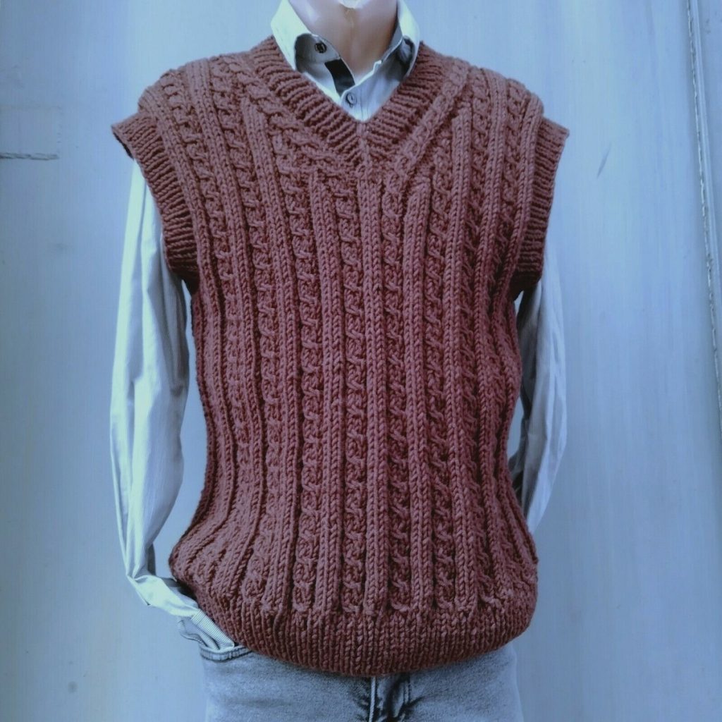 brown sweater vest