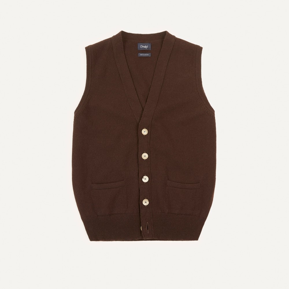 brown sweater vest