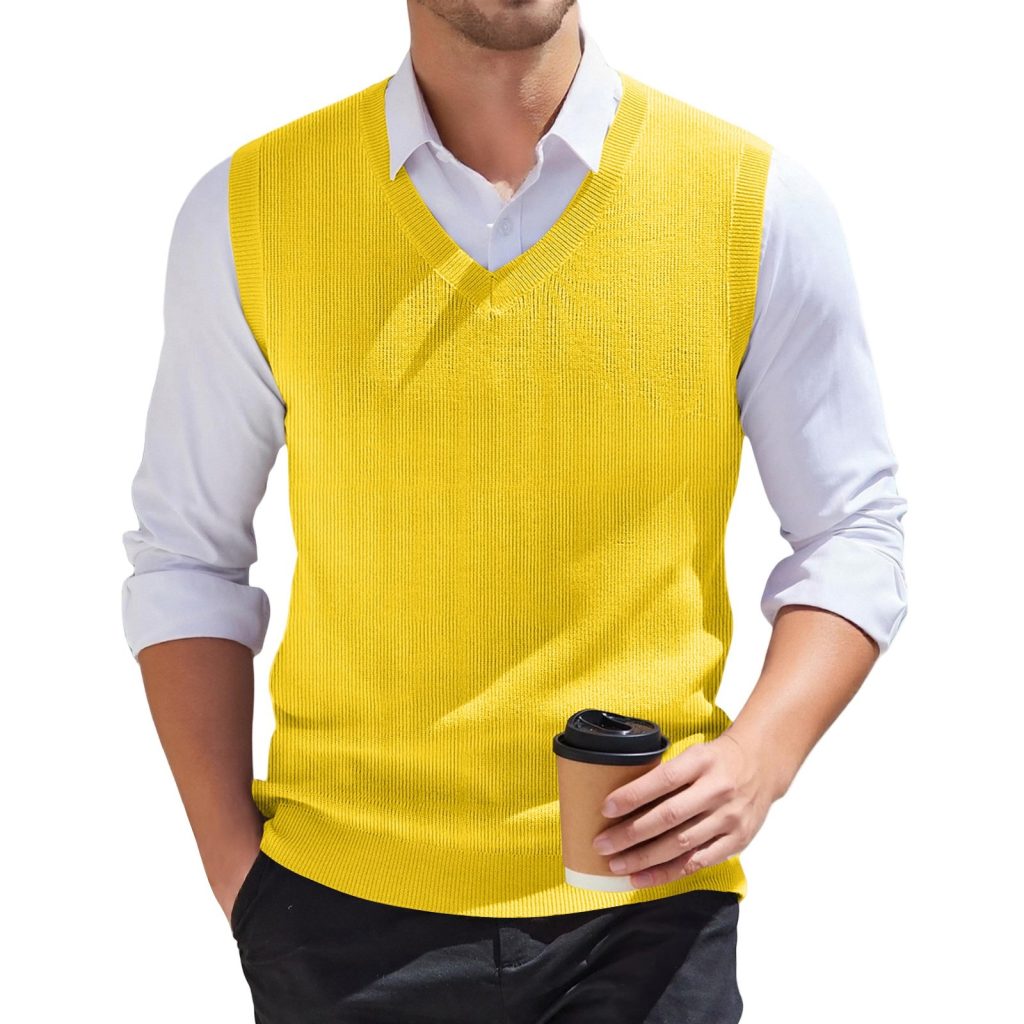 yellow sweater vest