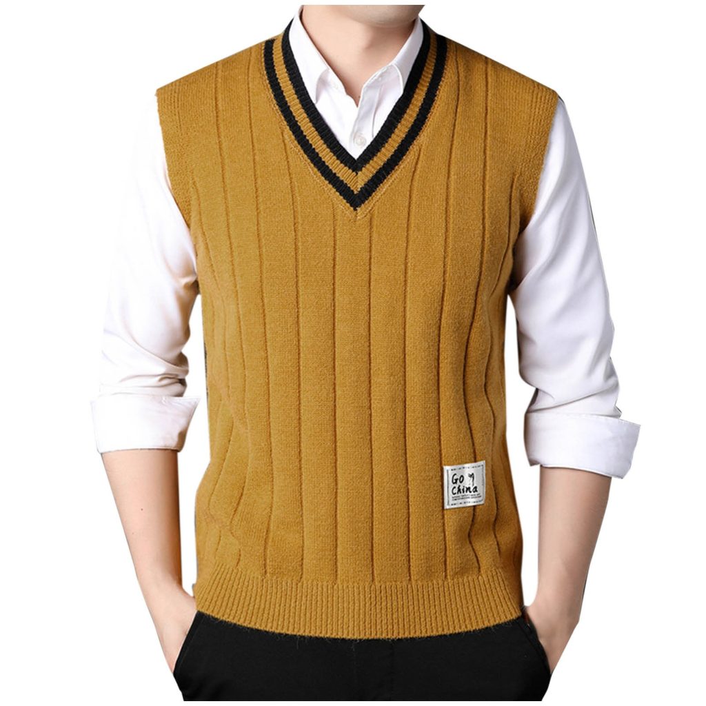 yellow sweater vest
