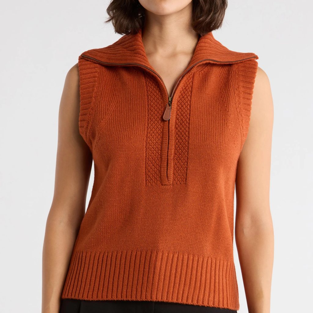 orange sweater vest