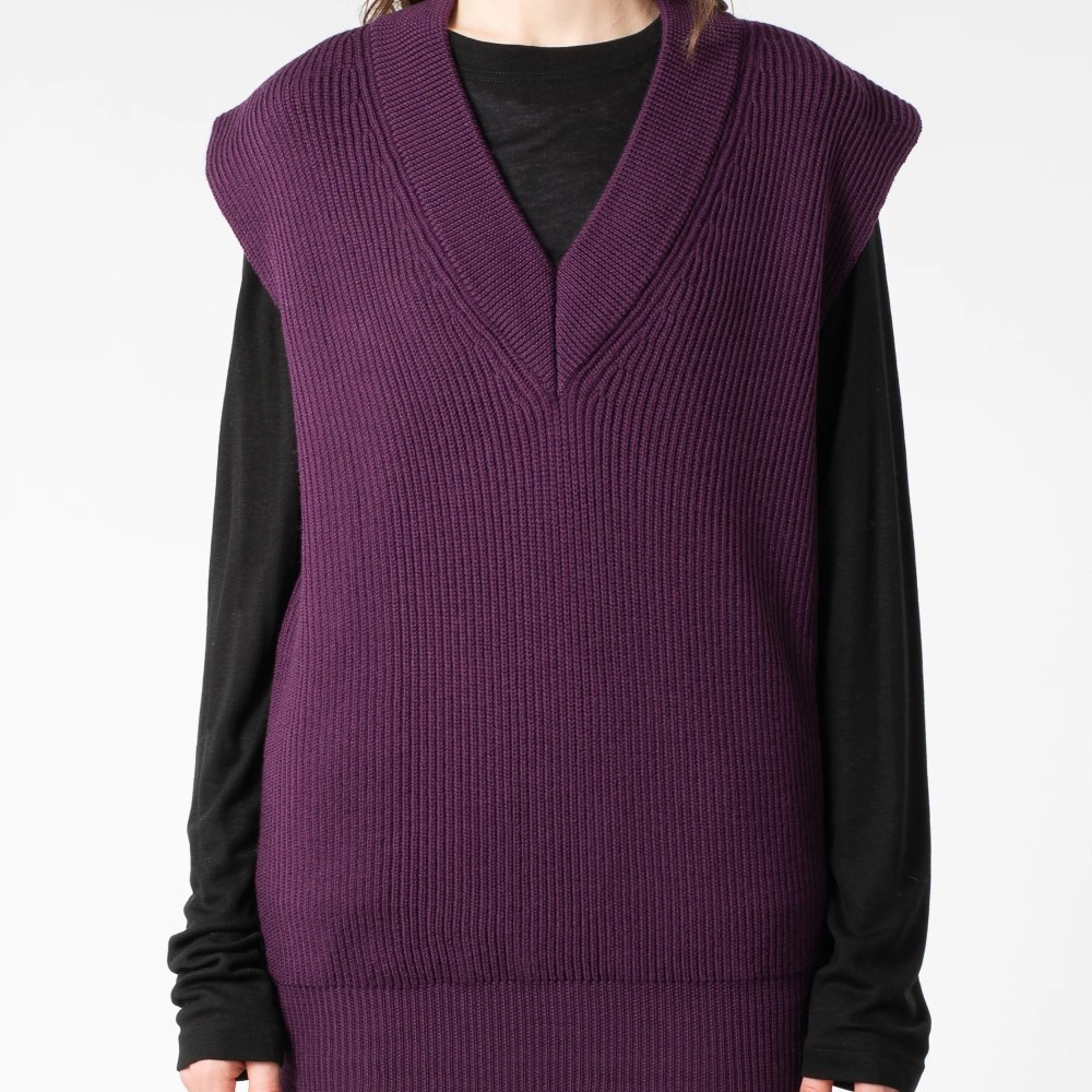 purple sweater vest