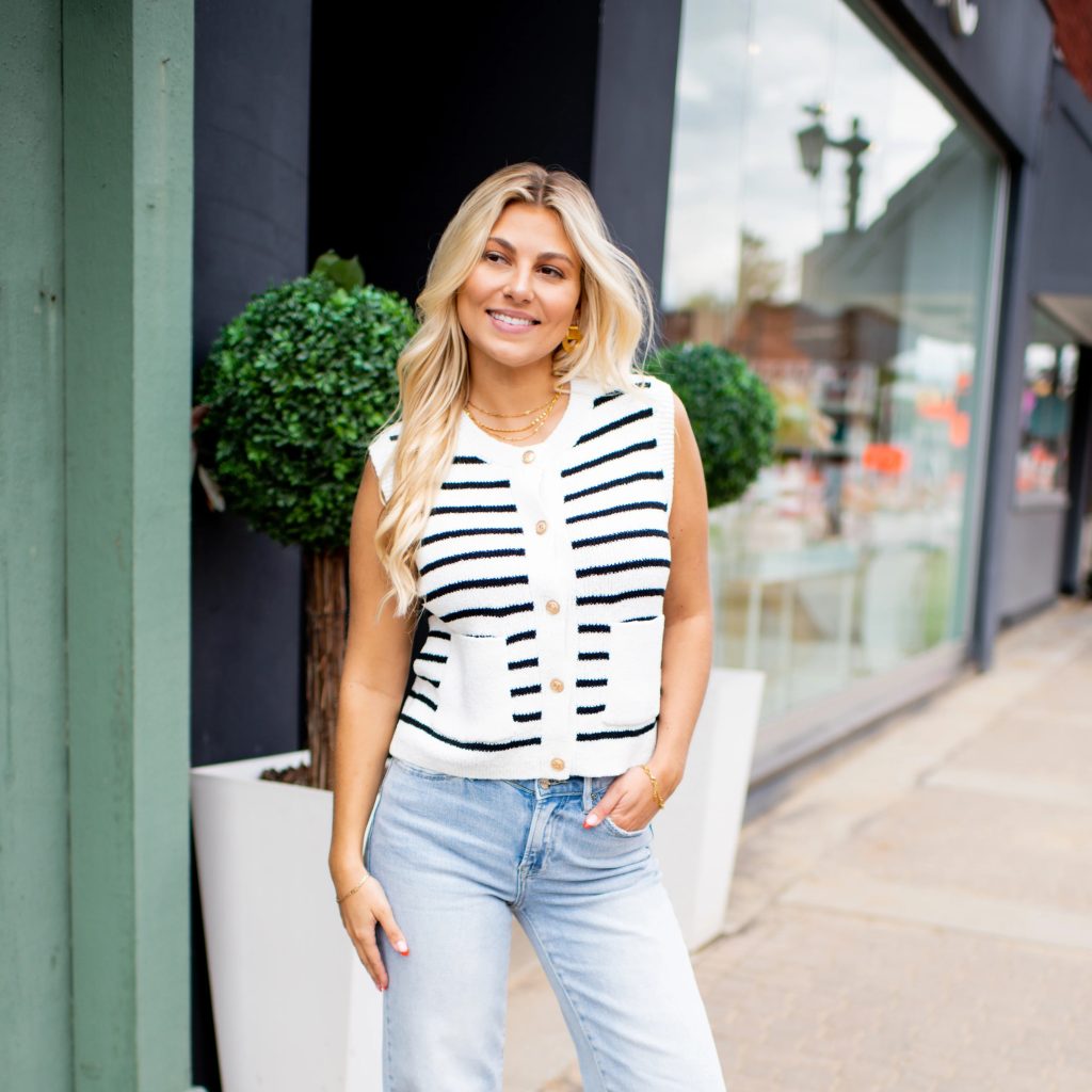 striped sweater vest